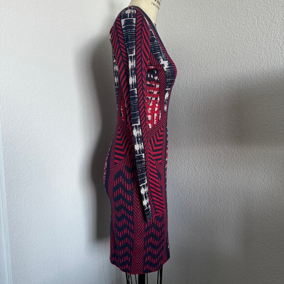 BCBGMaxAzria | Silk Cotton Jacquard Bodycon Sweater Dress size XS - Picture 3 of 8